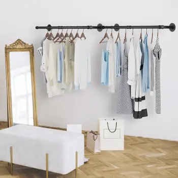 Sada 2 nástěnných věšáků na oblečení, průmyslové trubky, kovové, nástěnné 8 nejlepší prodej nástěnný věšák na oblečení - №5