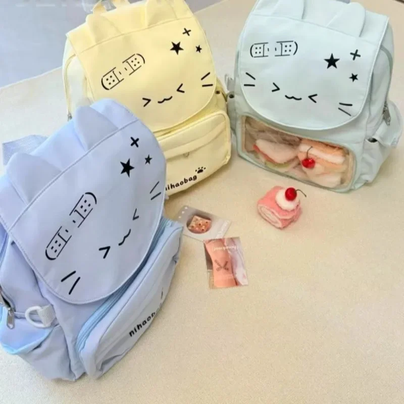 

Y2K ItaBag Back To School CY Cat Backpacks Kawaii Sweet Cute Japan Bare Bag Badge Middle High School Large Capacity Class ItaBag