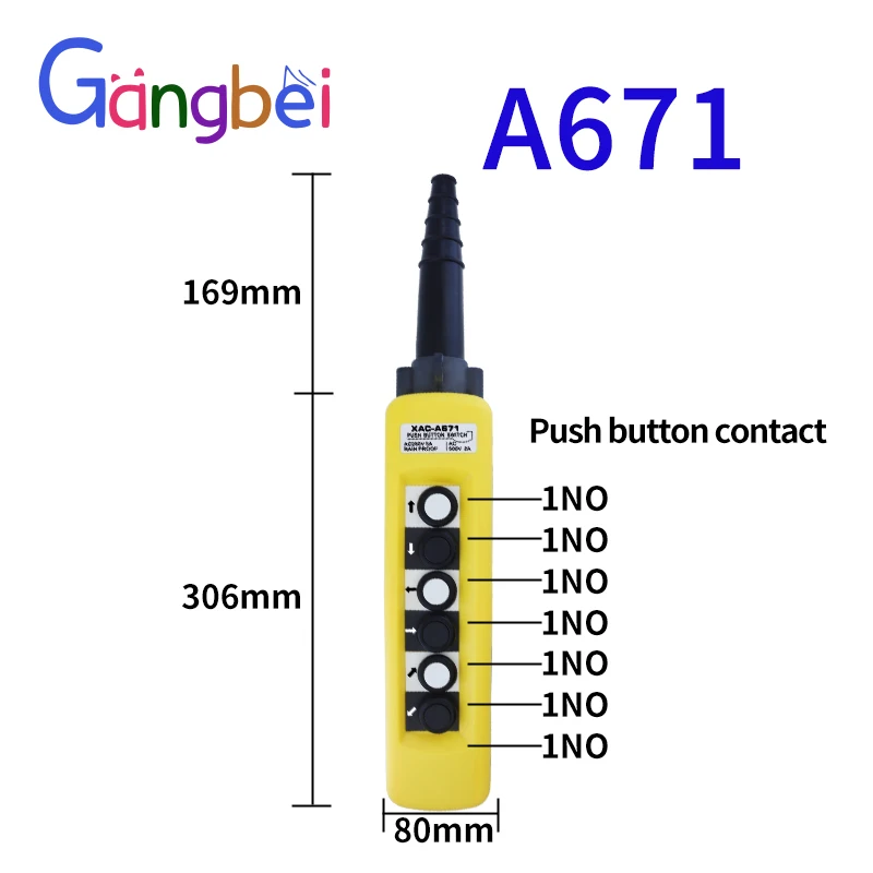 XAC-A671 A6713 A6913 مقاوم للماء رافعة التحكم التبديل رفع مفتاح بـزر دفع صندوق للرافعة أسفل اليسار اليمين توقف الطوارئ