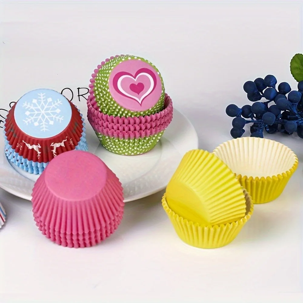 100 Stück Backförmchen in zufälliger Farbe, Cupcakes, Muffin, Schokolade, Süßigkeitenpapier, Cupcake-Papiereinlagen für Hochzeit, Geburtstag, Kuchendekoration