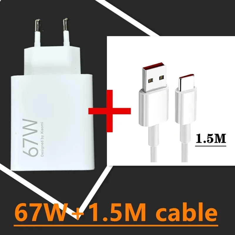 67W Xiaomi Original-Ladegerät Turbo Charge Gan EU-Adapter 6A USB-Typ-C-Kabel für Poco X5 F5 Pro Mi 13 Lite Mix Fold 3 2 Smartphone