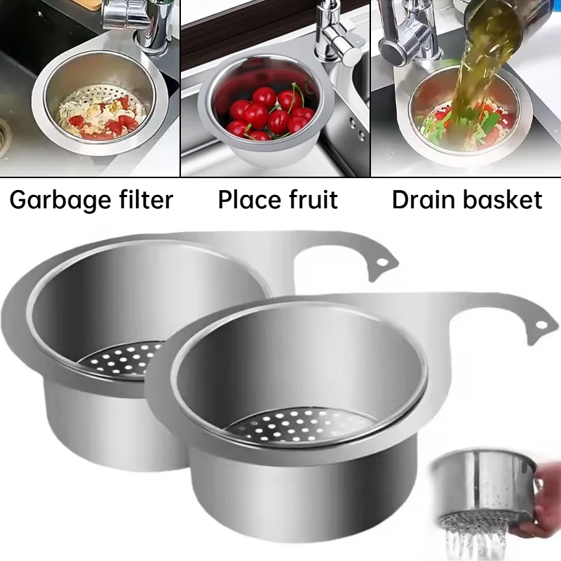 

Съемная подвесная корзина-фильтр из нержавеющей стали для кухни/ванной комнаты, используется для фильтрации отходов, для размещения фруктов и овощей.