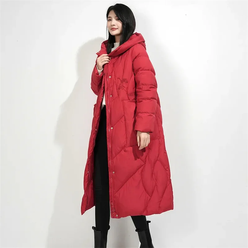 Feminino longo sobre o joelho thiened para baixo algodão jaet pão sle solto ajuste inverno nova sle versão coreana casaco outerwear