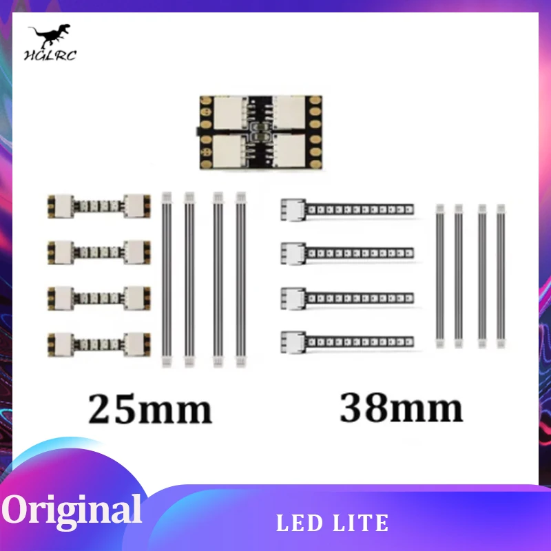4PCS HGLRC LED MINI (38mm) / LED LITE (25mm) RGB2020 12 Lamp Beads 38X7X5mm for RC Airplane FPV Freestyle Drones DIY Parts