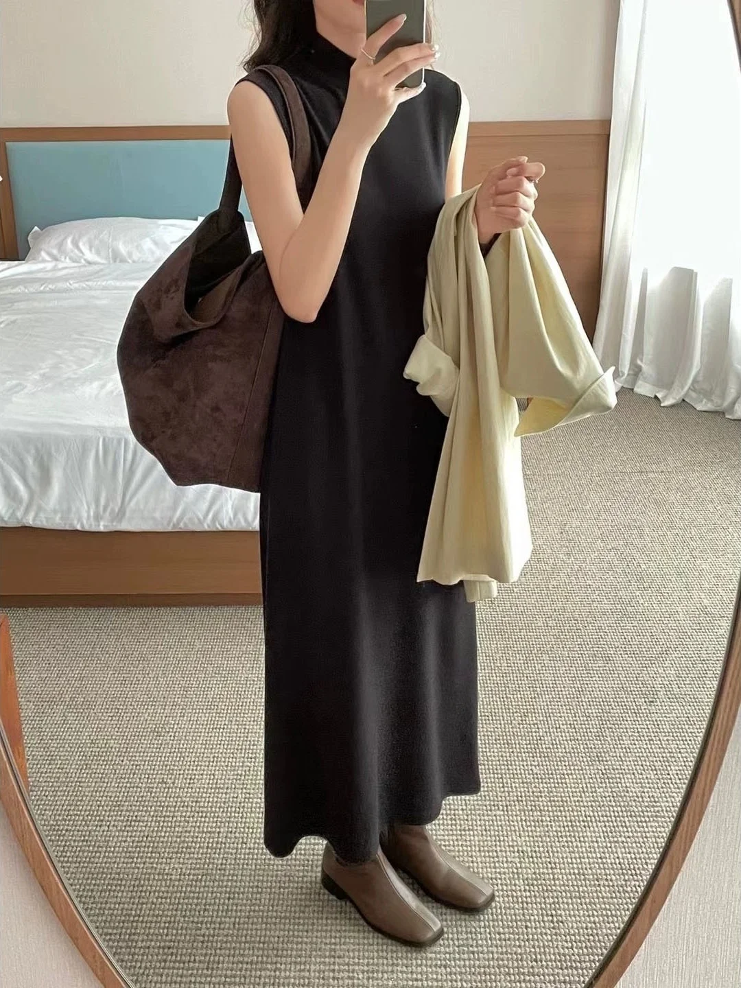 plus Size Knitted Dress Sleeveless Women's Fashion Autumn Winter Loose Fit Casual Style H-Shape Silhouette High Waist Design