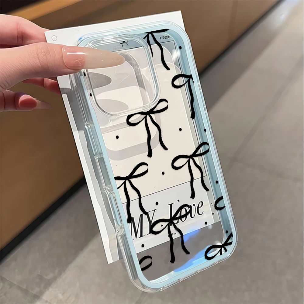 Coquette Schwarze Schleife Handyhülle für iPhone 16 14 15 Plus 13 14 15 17 16 12 11 ProMax 16 15 14 13 Pro 17Air Transparente Weiche Hülle – Detail 2