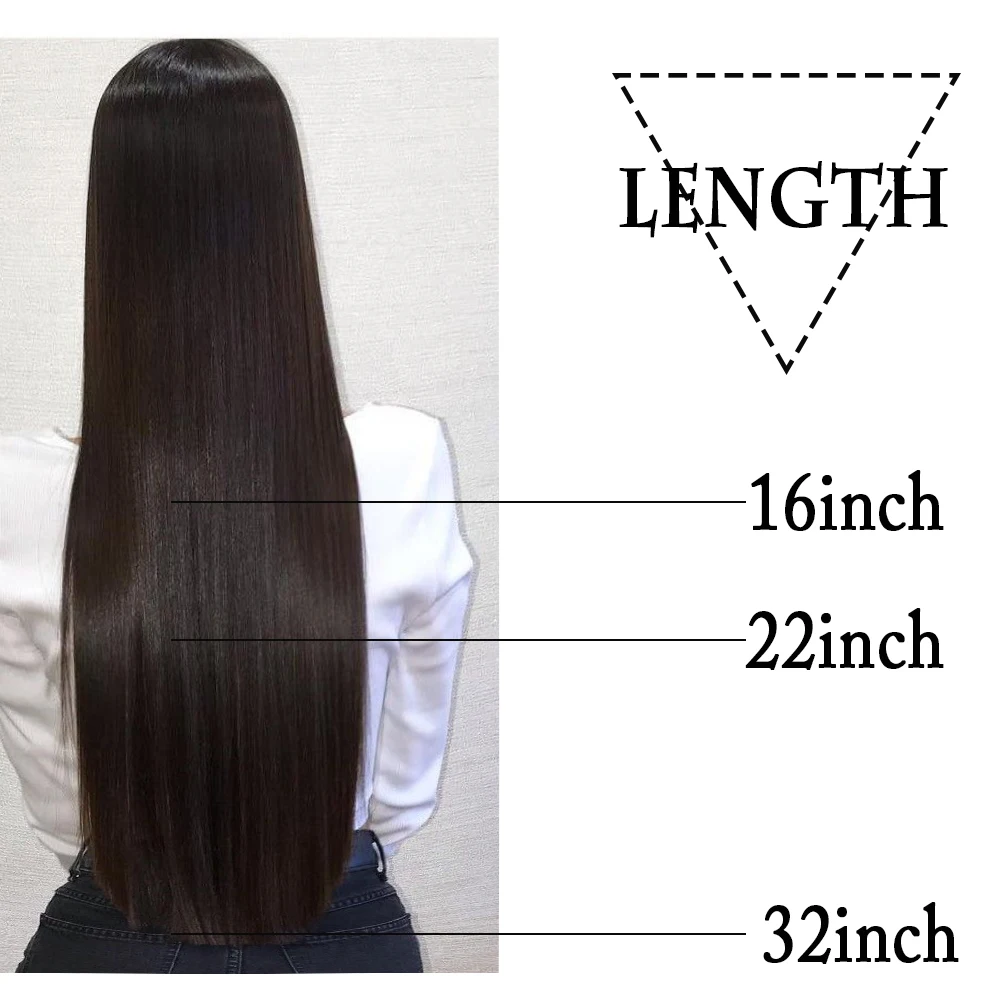 No Clip Long Straight Invisible Wire Hair Extensions Synthetic Natural False Hair Piece Black Brown Blonde Mixed Color Hairpiece