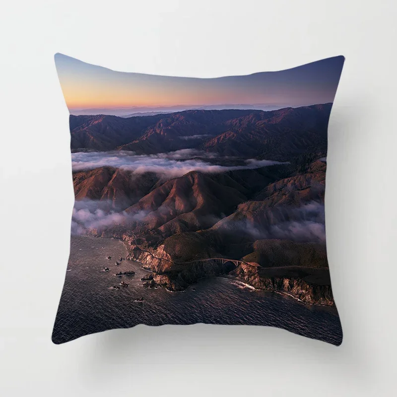 Sunset Twilight Natural Landscape Printed Pillow Cover Sofa Decoration Ornament Car Seat Cushion  Home Decor