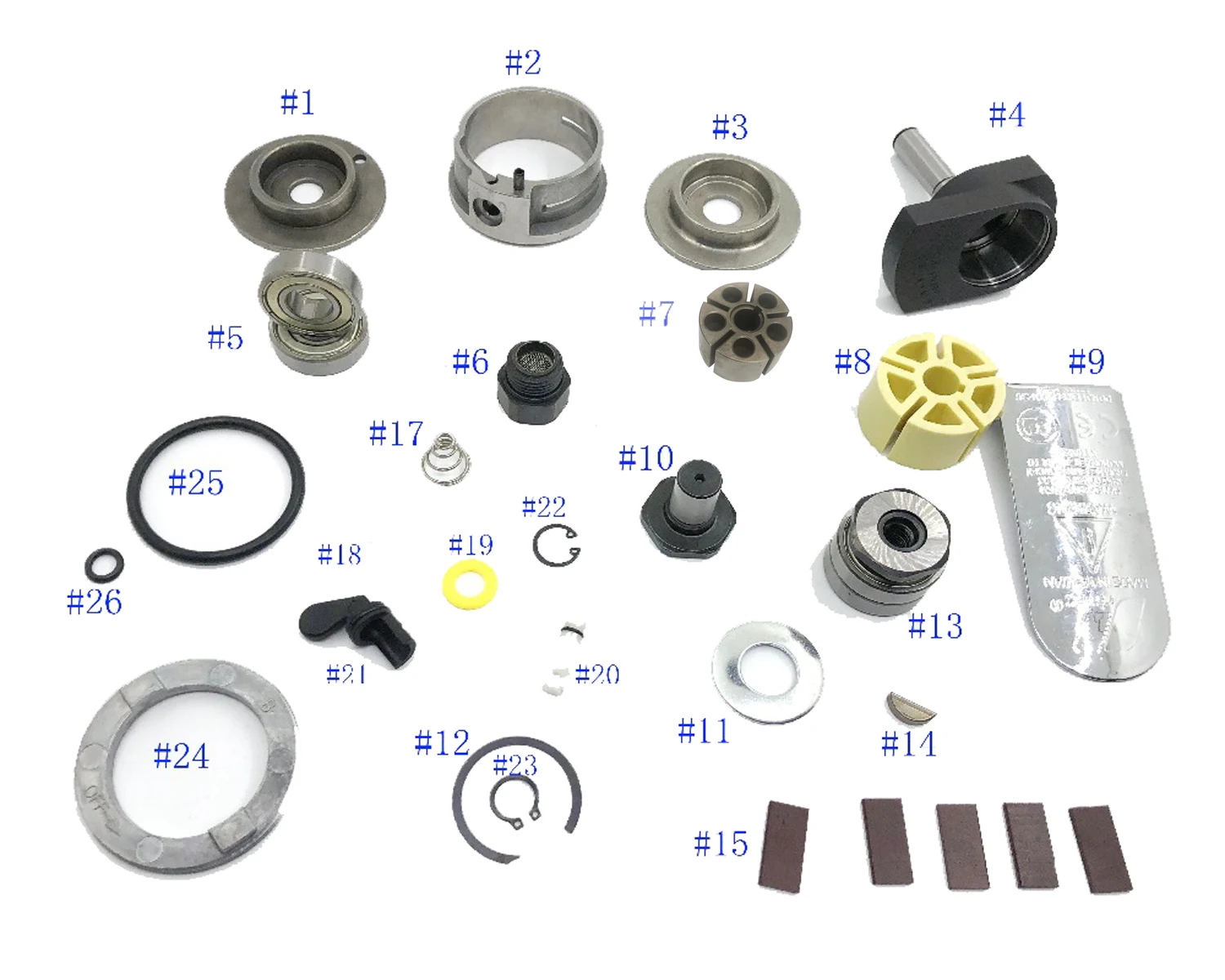 

pneumatic Air tools prima Random Orbital sander 5 inch Spare Parts Accessories Rotor Switch Balance Plate O Ring