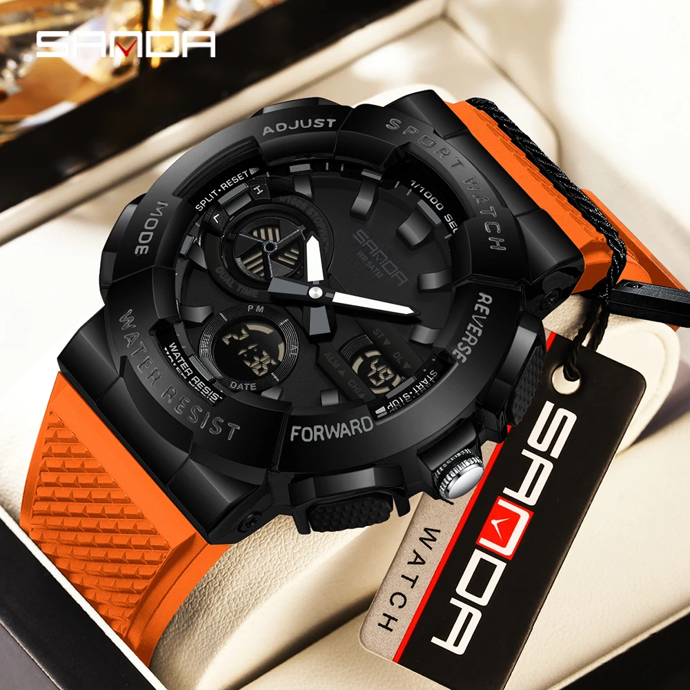 

Fashion SANDA New 3365 Student Electronic Watch Sports Dual Display Waterproof LED Student Electronic Watch 2025