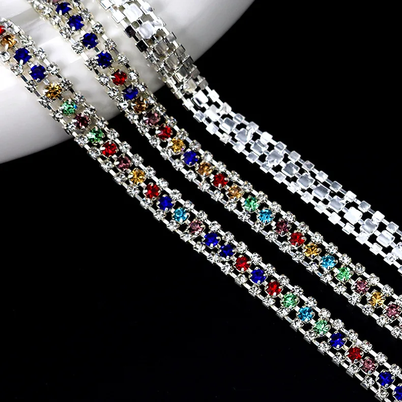 10 Yards Strass-Kettenbesatz, glitzernde Kristall-Diamanten, DIY-Basteldekoration, Kleidung, Party, Geschenk, Zubehör, Nähzubehör – Detail 7