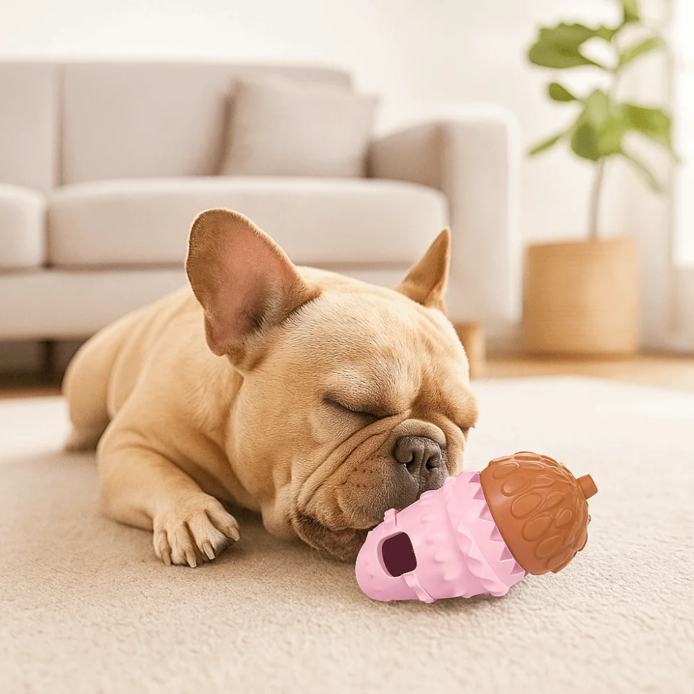

Food Dispensing Bite Resistant Pet Leakage Food Pinecone Shape TRP Dog Chew Balls Durable Slow Feeder Interactive
