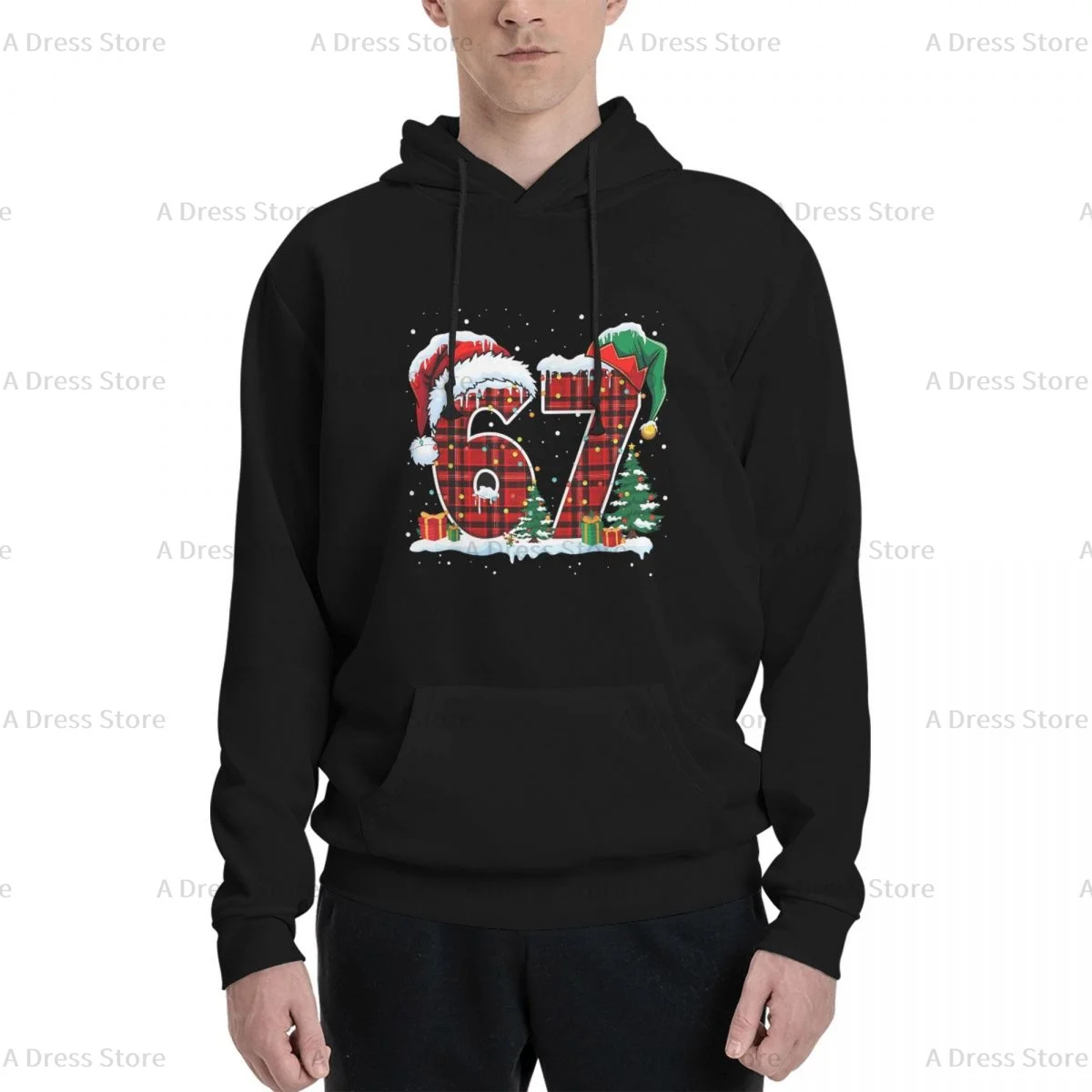 

67 Six Seven Polyester Two sided Hot stamping printing Men's Sweater,Unisex Vintage Pullover Hooded