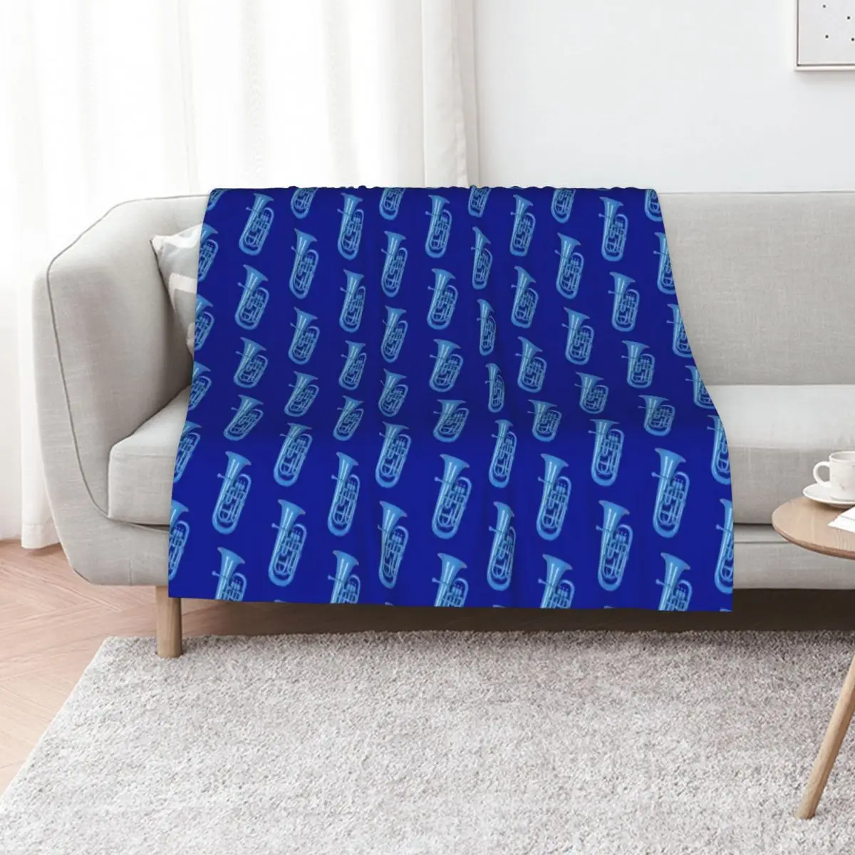 Blue Euphonium Baritone Baby Tuba Throw Blanket Soft Big Travel Quilt Winter beds halloween Sofa Blankets