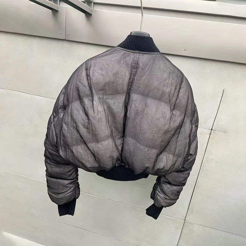 Women's Stand-Up Collar Mesh Down Jacket, Casual Warm Jacket, High-Quality White Duck Down-Filled Puffer Jacket, 2026, New y2k
