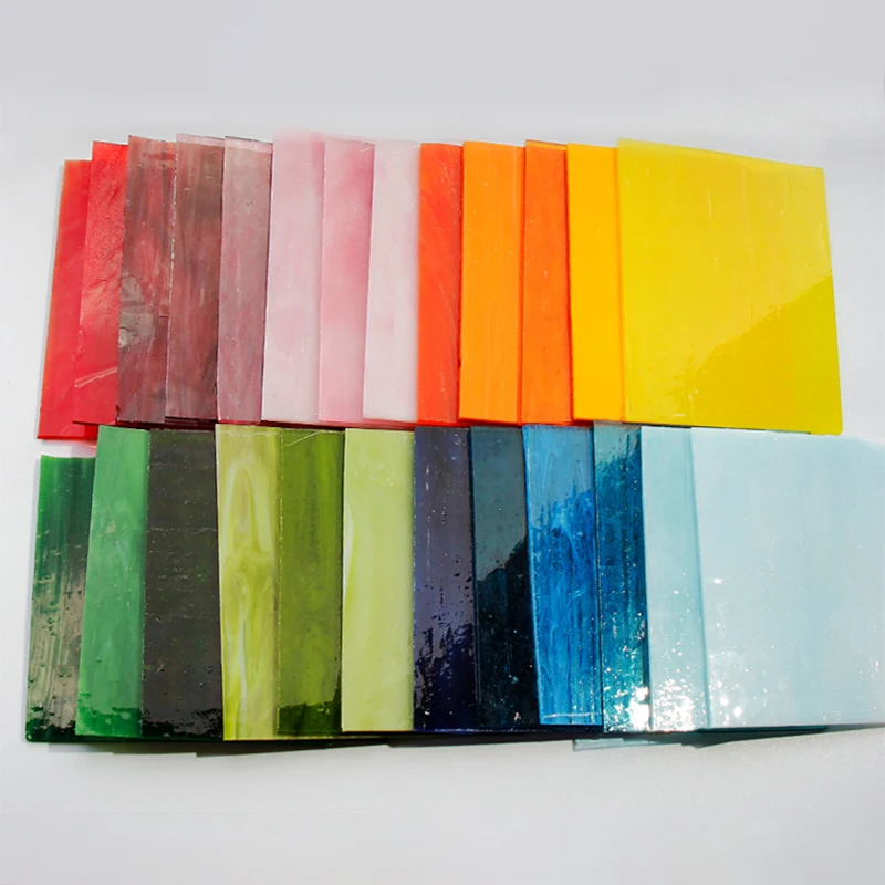 Pour la décoration murale artisanale, loisirs créatifs, mosaïque en verre carrée 10x10 cm, mosaïque transparente colorée, pièces de mosaïque DIY, pierres pour la création de mosaïques