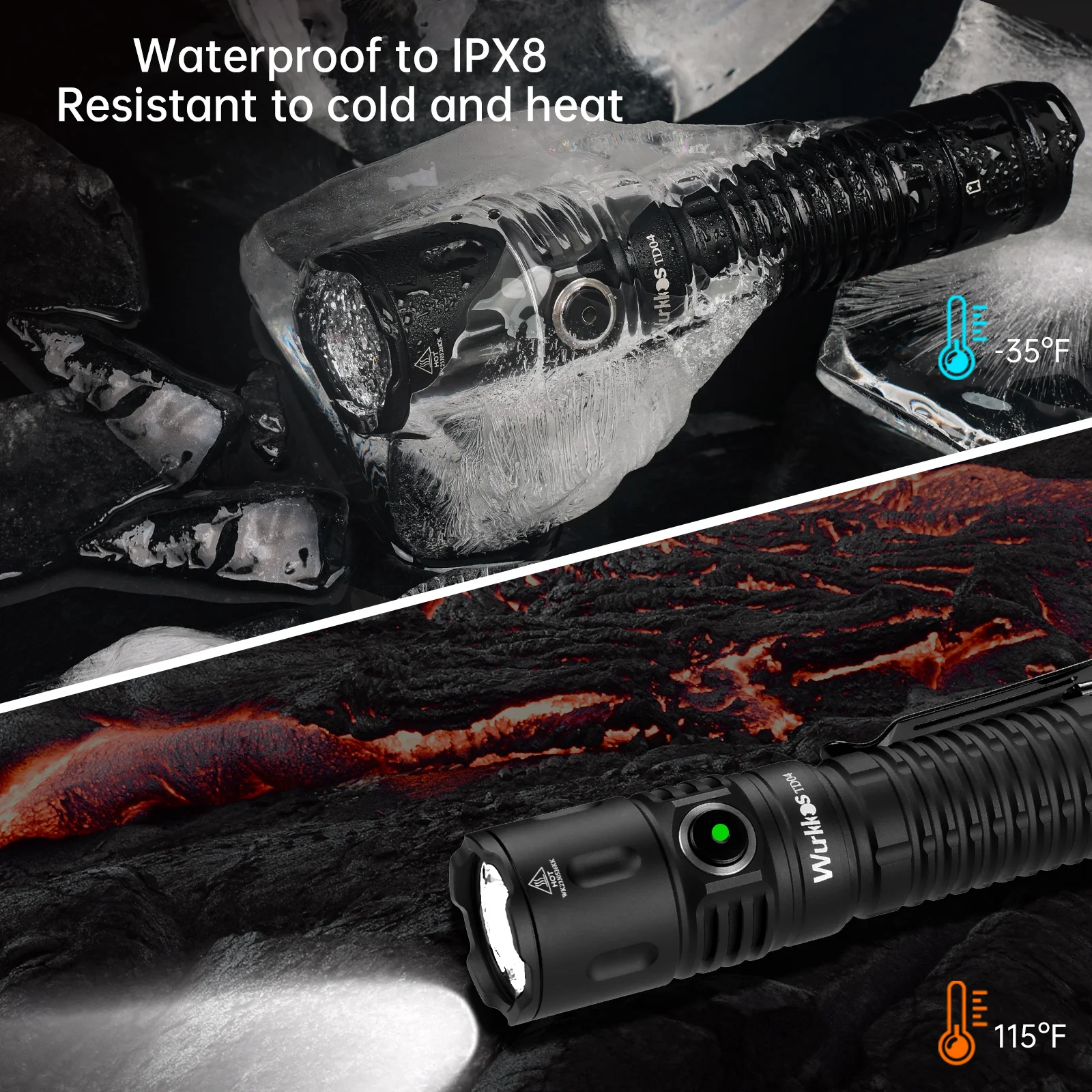 Wurkkos TD04 Self-Defense Tactical Flashlight  Portable Powerful 3000 LM LED Flashlight Rechargeable Flashlight XHP50D HI IP68 image 5