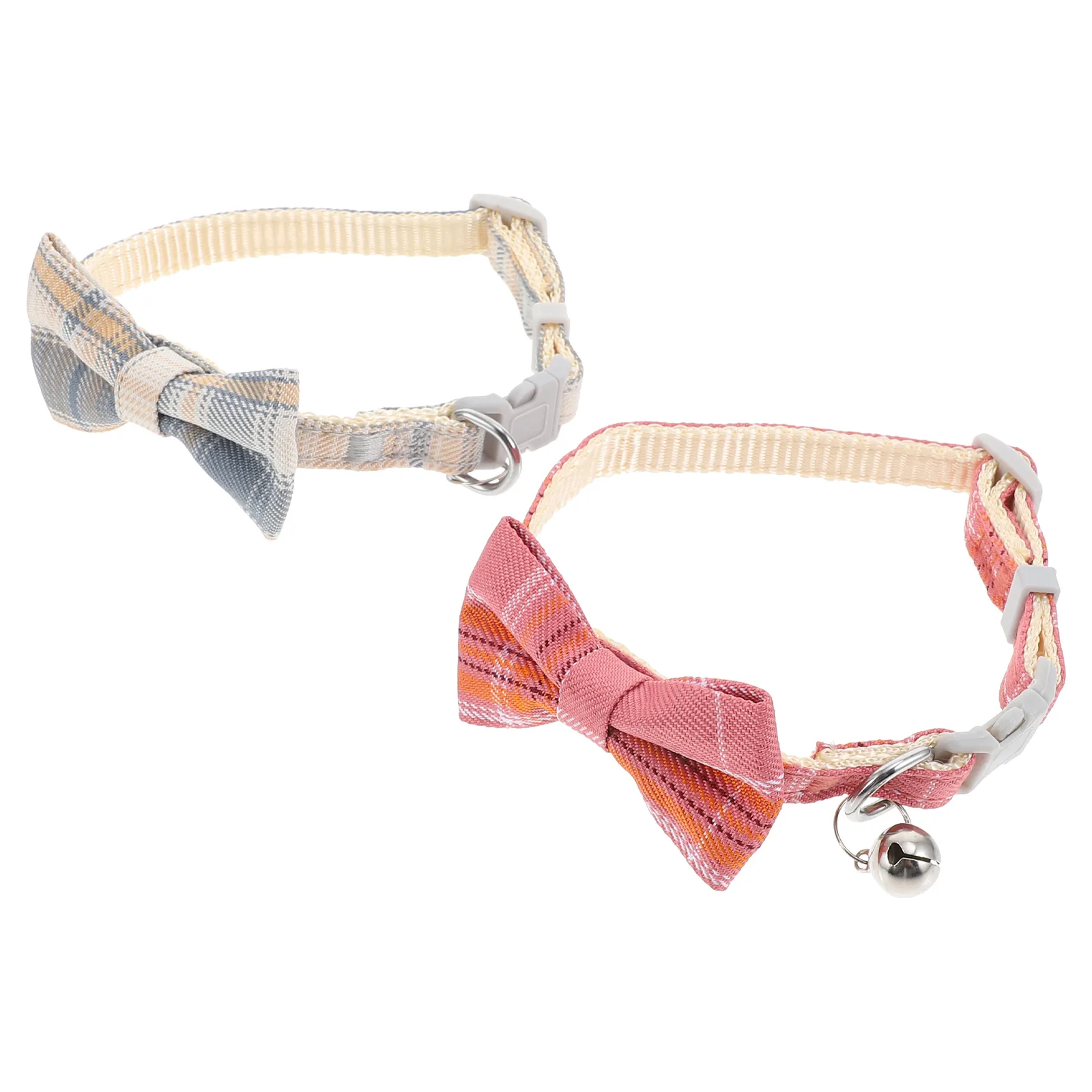 

2Pcs Cat Collars Adjustable Bow Tie Pet Neckb s Small Bell Grid Patterns Decorative Dog Neck Belt Holiday Accessory