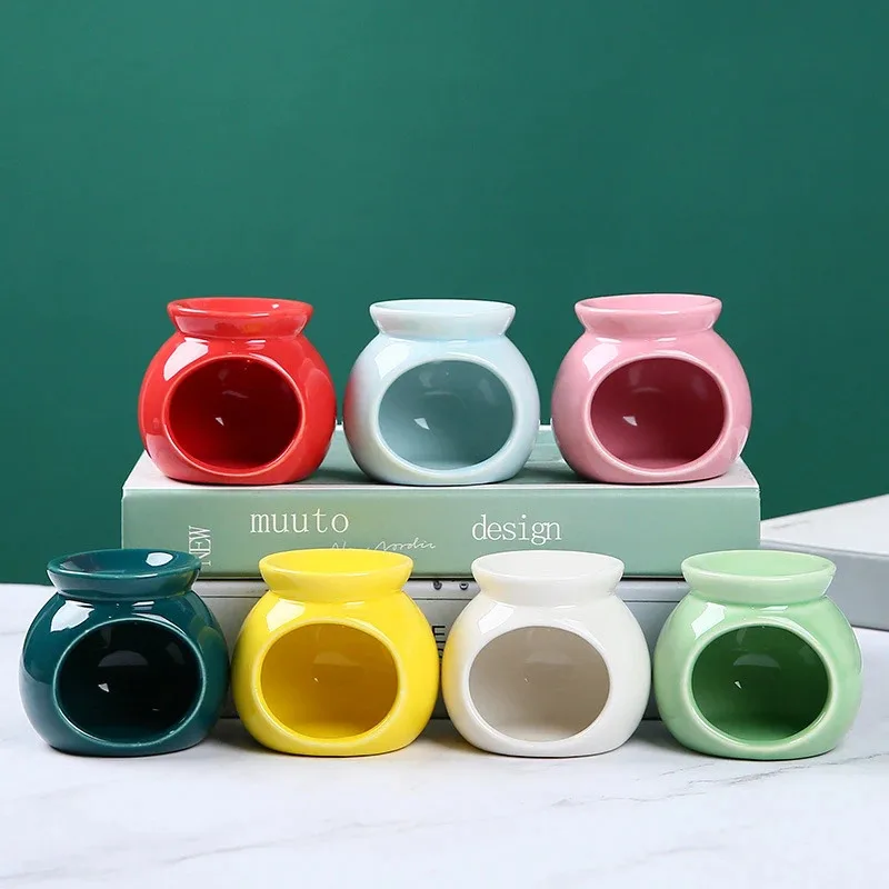 Porcelain Aroma Burner Essential Oil Furance Mini Candle Holder Solid Color Ceramic Crafts Fragrance Item Living Room Home Decor - view 2