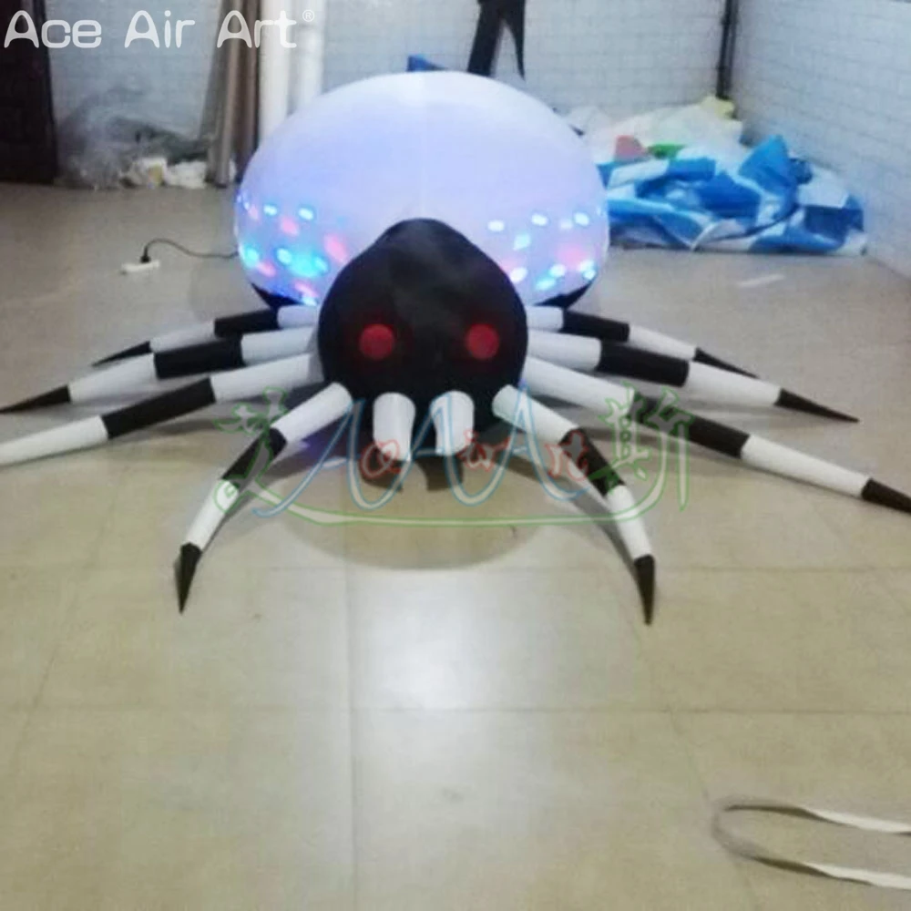 Inflatable Halloween Spider Replica Led Pop Up Spiders Model for Party Yard Decoration