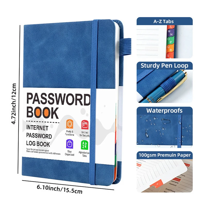 Password Keeper Book Computer Password Organizer Book with Alphabetical Tabs Pocket Address Log Notebook for Account Details