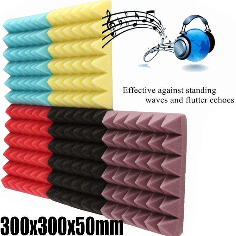 300x300x50mm Soundproof Foam Sound Absorption Treatment Panel Tile Soundproofing Foam Studio Acoustic Wedge Protective Sponge