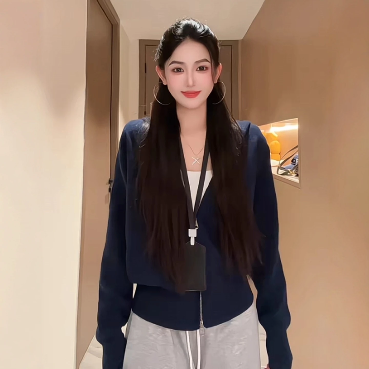 

Unique Beautiful Casual Hooded Knitted Sweater Coat Women's Autumn Lazy Sle Zipper Front Open Cardigan Long Sve Top