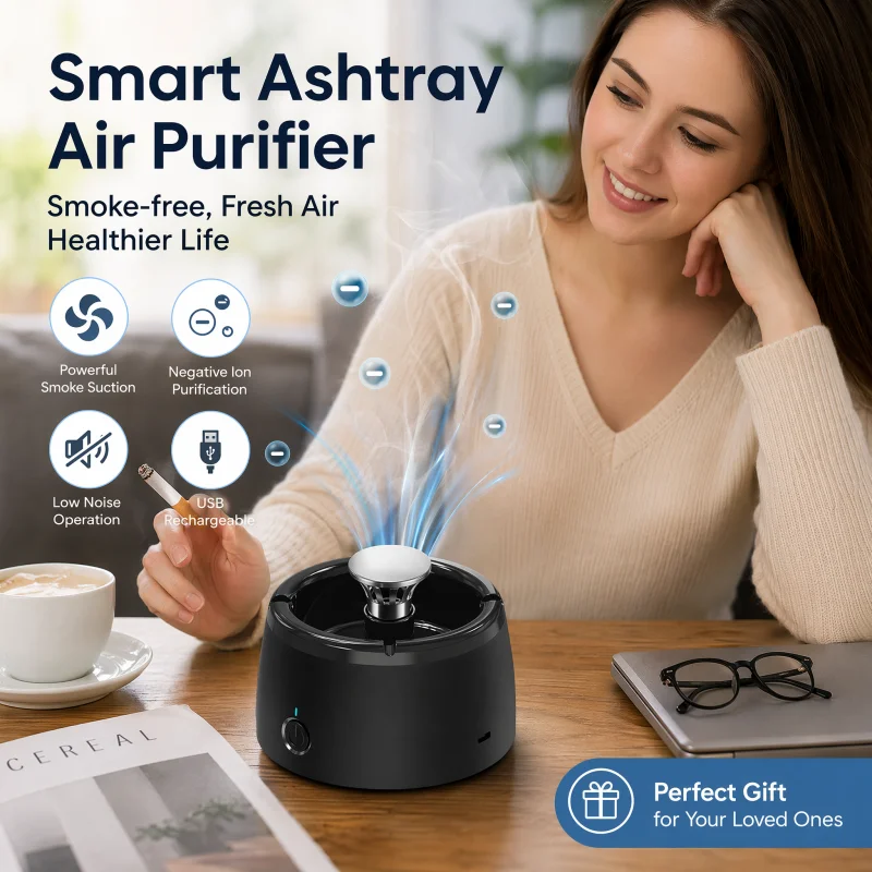 Smart Ashtray with Negative Ion Air Purifier Eliminate Secondhand Smoke for Car Office Home