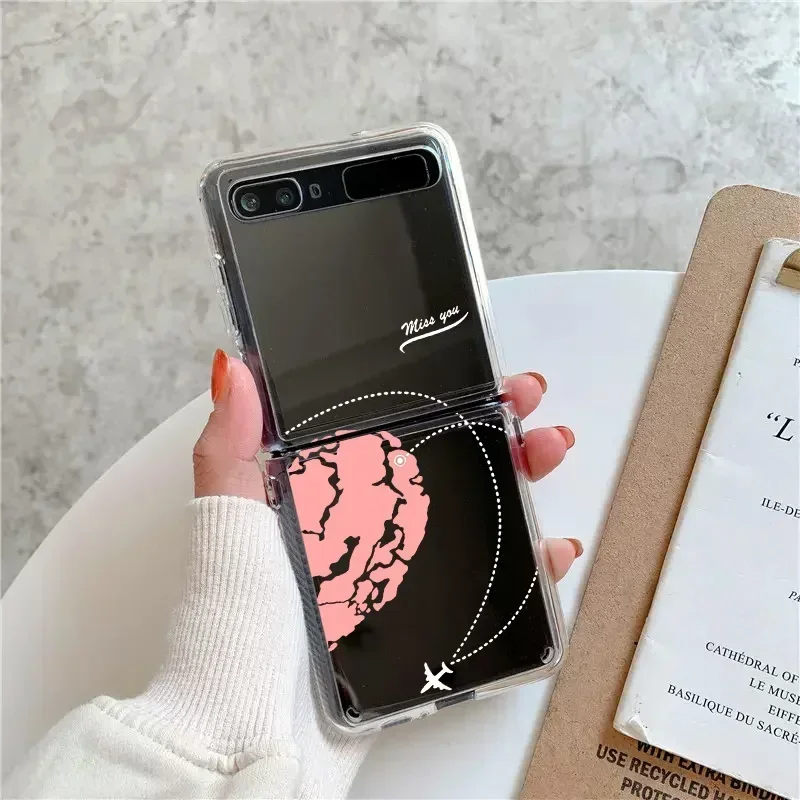 Love Heart Couple Case for Samsung Galaxy Z Flip 5 ZFlip6 5G Transaprent Clear Paired Cover for Samsung ZFlip4 Z Flip 3 Fundas