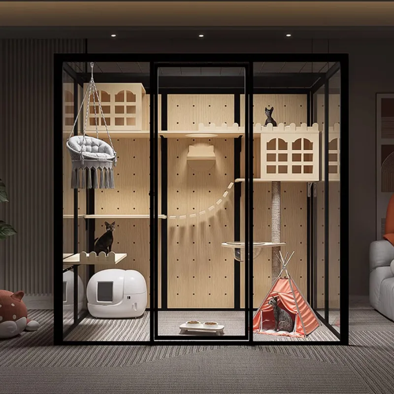 

Custom Multi Function Big Pet Cabinet House DIY Alu Alloy Tube Cat Toilet Dog Cage Cat Villa Room with Aluminum Profile