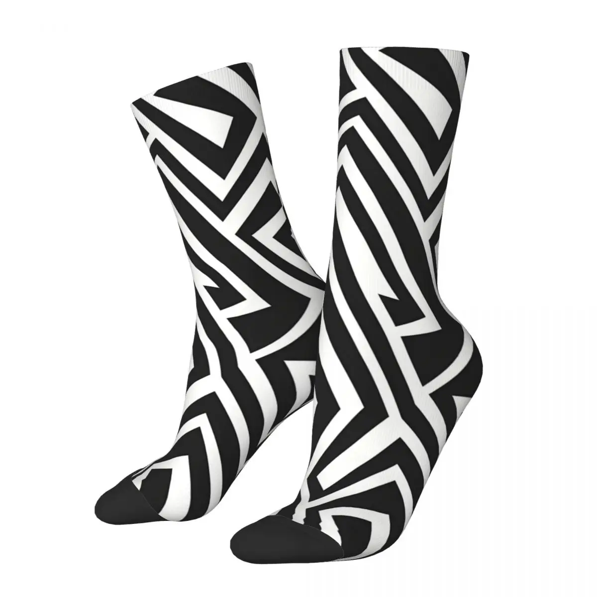 Unique Sense Of Lines Black And White Stripe Socks Male Mens Women Spring Stockings Polyester