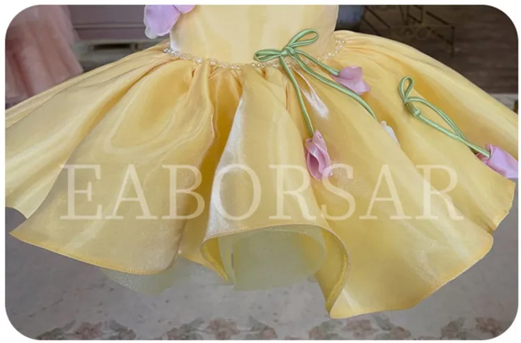 Neues Kinderkleid mit Puffärmeln für Klavieraufführungen, Geburtstagsfeiern und Partys A5019 Vestidos Blumenmädchenkleider – Detail 9