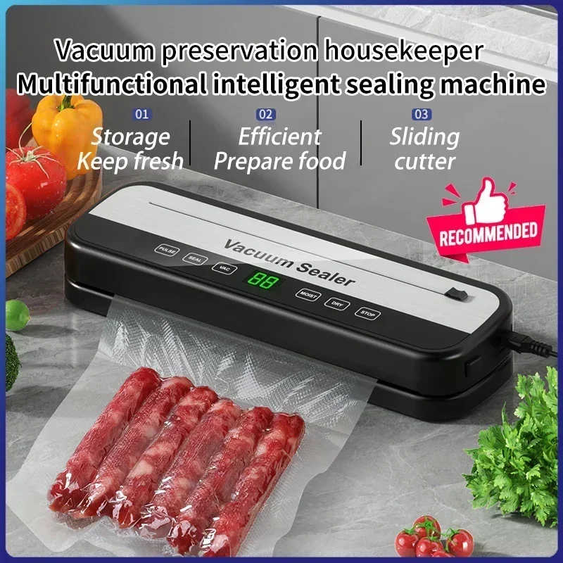 Electric Food Vacuum Sealer Machine Built in Cutter Smart Touch Kitchen Vacuum Sealing Packaging Machine Vacuum Sealer for Food