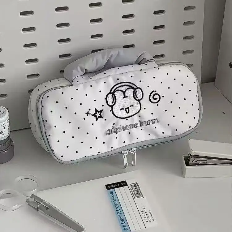 Burst Dot Rabbit Handheld Pen Bag High Appearance Level Small Stationery Bag Cosmetic Bag Large Capacity Pen Bag