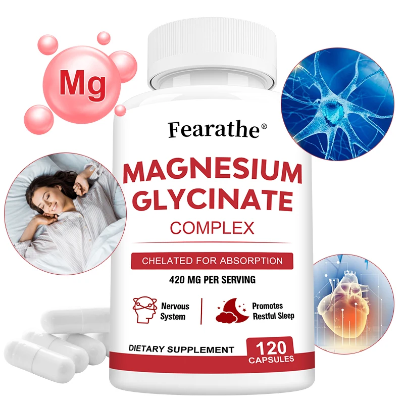 Magnesium Glycinate Complex Chelate for Enhanced Absorption 420 mg - Nervous System Support Bone, Healthy Muscle, Energy Support