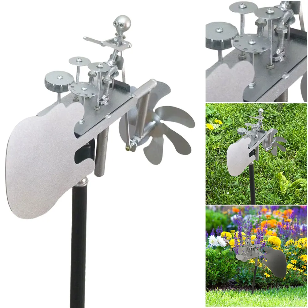 

Metal Drummer Windmill Statue Decorative Wind Power Rock Art Statue Outdoor Wind Sculpture for Yard Lawn Garden Patio Decor