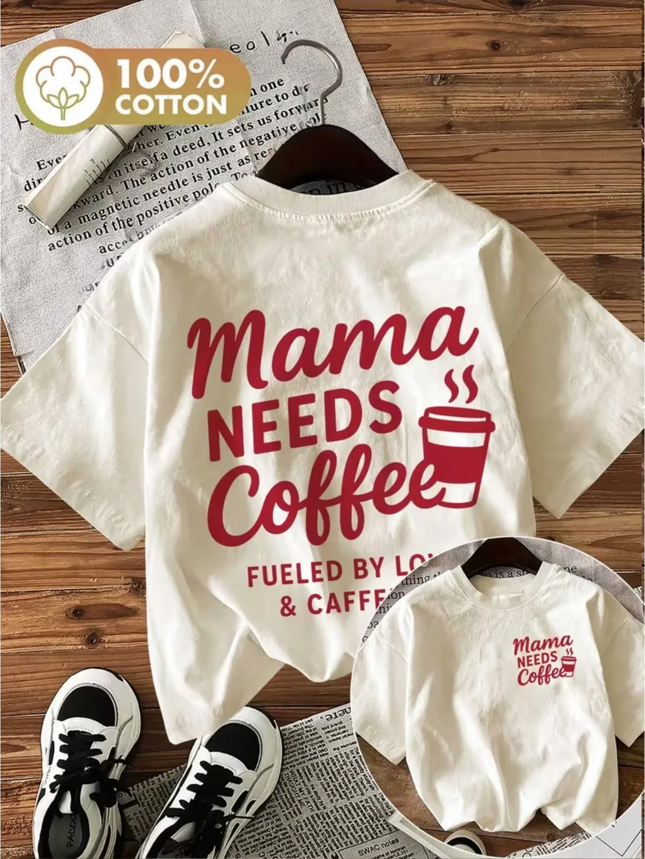 Casual Coffee 100%  T-Shirt Cotton Women's Fashion Print Round Neck Short Sleeve Top Vintage Shirt Design