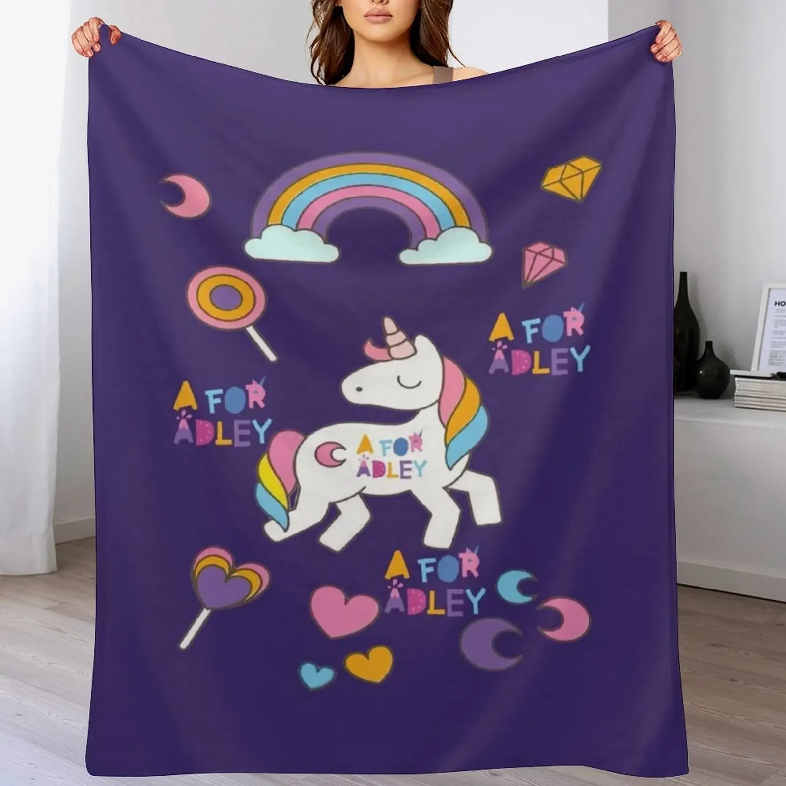 kawai girl a for adley unicorns cute77 Throw Blanket Plush Softest Sleeping Bag Blankets