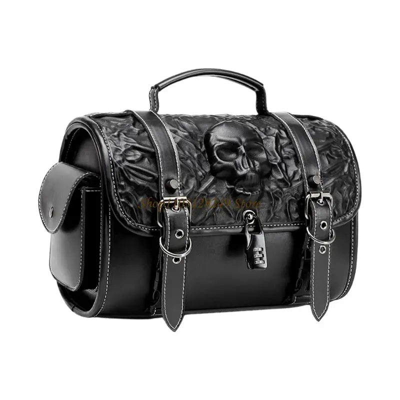 

N5KD Gothic Riders Motorbike Organizers Bag Heavy Duty PU Leather Storage for Bikes