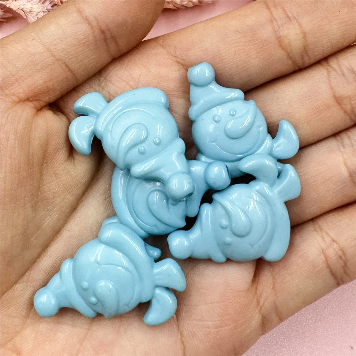 5pcs/bag 24*32mm Solid Color Acrylic Christmas Snowman Beads For DIY Bracelet Earring Pendant Jewelry Making Accessories