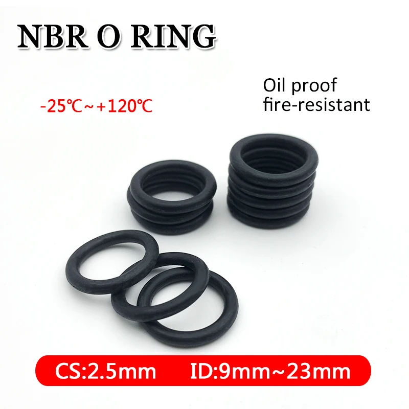 

20pcs NBR O Ring Sealing Gasket CS 2.5mm OD 9~23mm Automobile Nitrile Rubber Round Shape Washer Corrosion Resist Sealing Gaskets