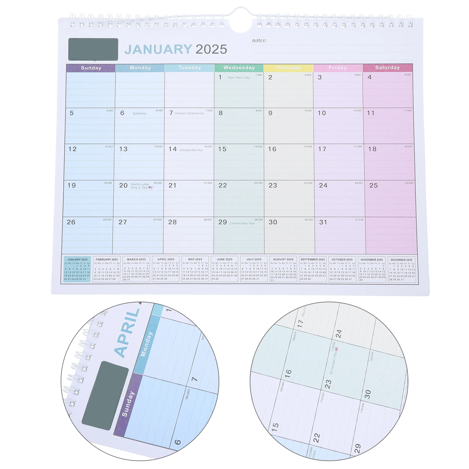 

Fsc Paper Wall Hanging Calendar 12 Months Spiral Monthly Planner Holidays Space-Saving Design For Home Office Aesthetic Vertical