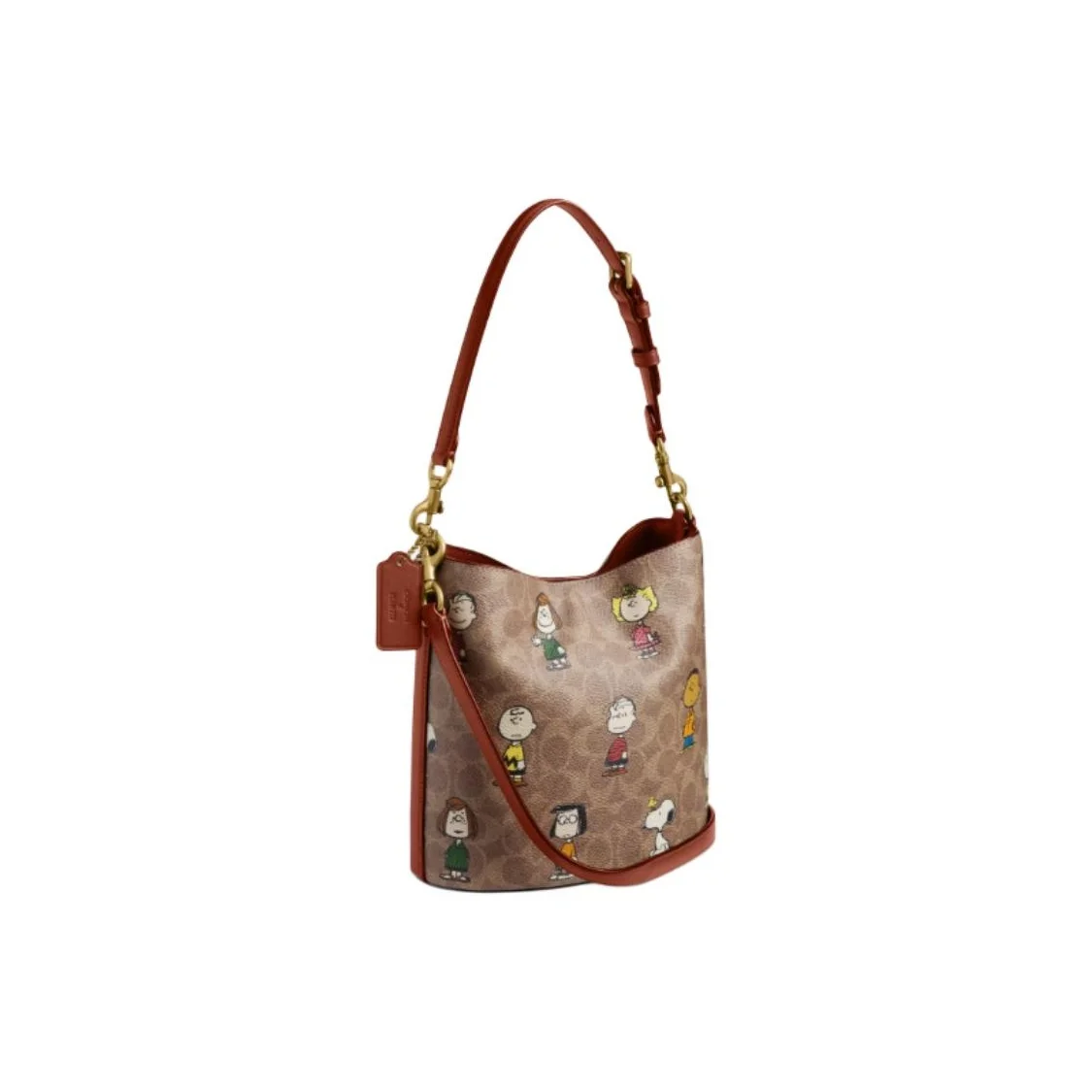 COACH × Peanuts Collaboration Willow Coated Canvas With Leather Bucket Bag, Crossbody, One Shoulder Handbag Small CBF76-B4S2Q