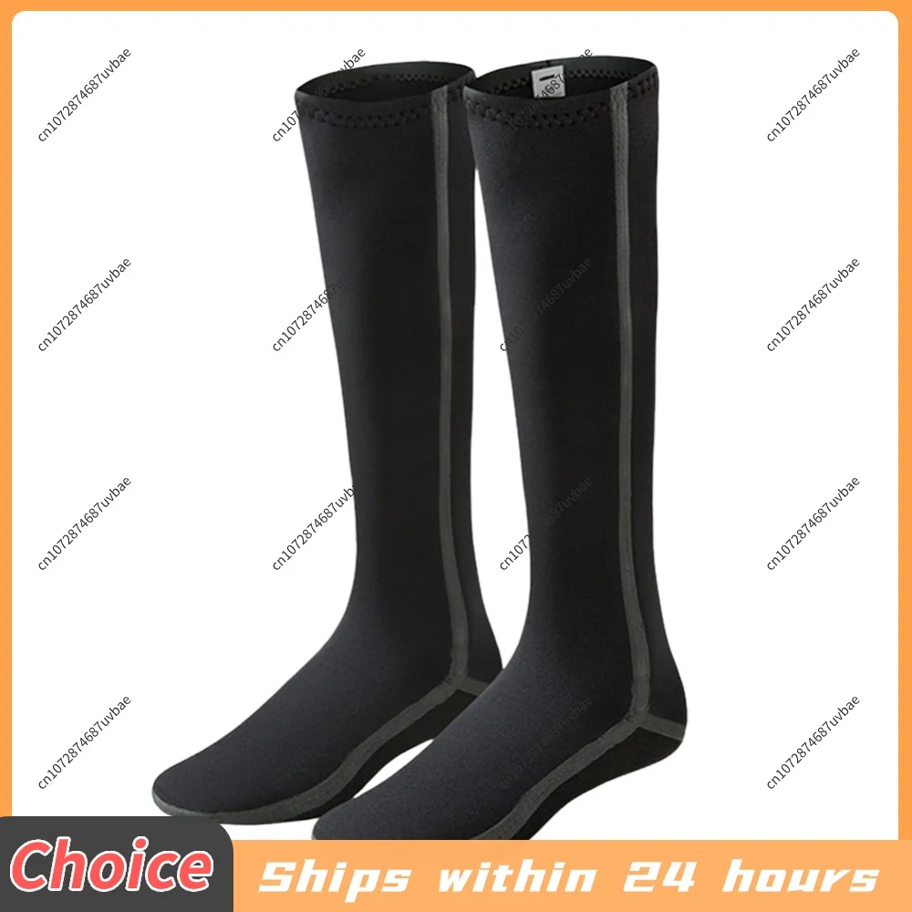 3mm Neoprene Elastic Diving Socks Knee High Waterproof Socks Diving Water Fin Socks for Rafting Snorkeling Sailing Swimming