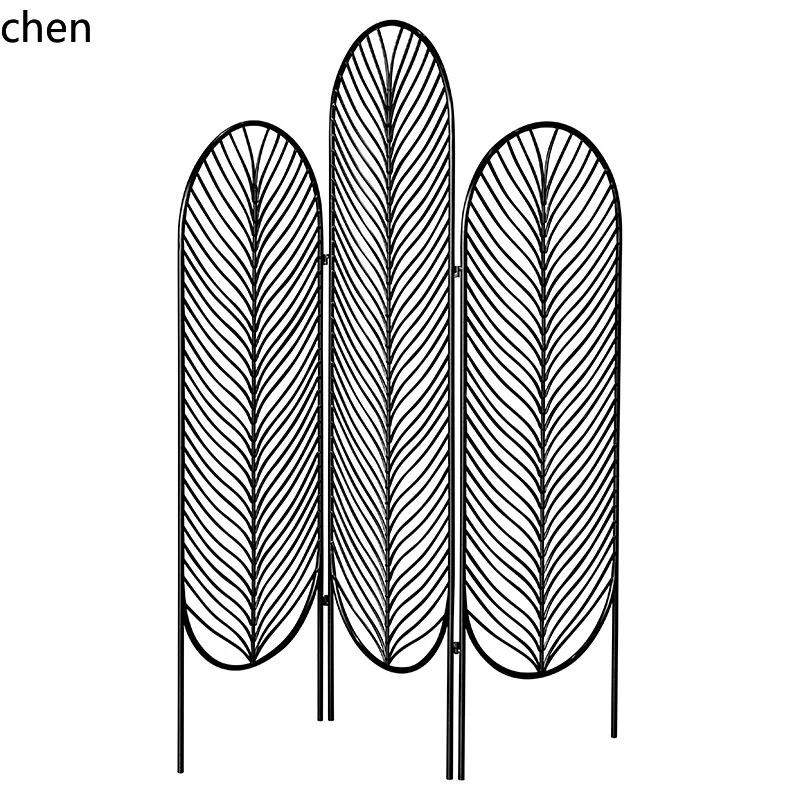 Folding Screen Mobile Entryway Divider Iron Art Screen Partition Decorative Folding Screen