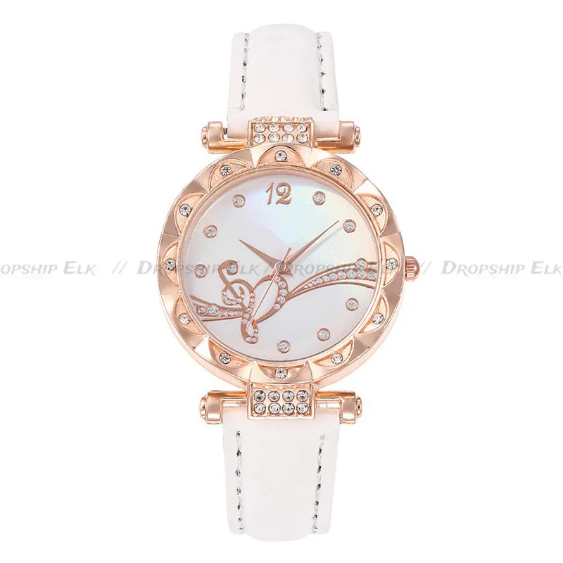 นาฬิกาผู้หญิงแฟชั่น rhinestone ย้อนยุคหนังควอตซ์นาฬิกาคู่หัวใจเครื่องประดับผู้หญิงควอตซ์นาฬิกาข้อมือ relogio feminino