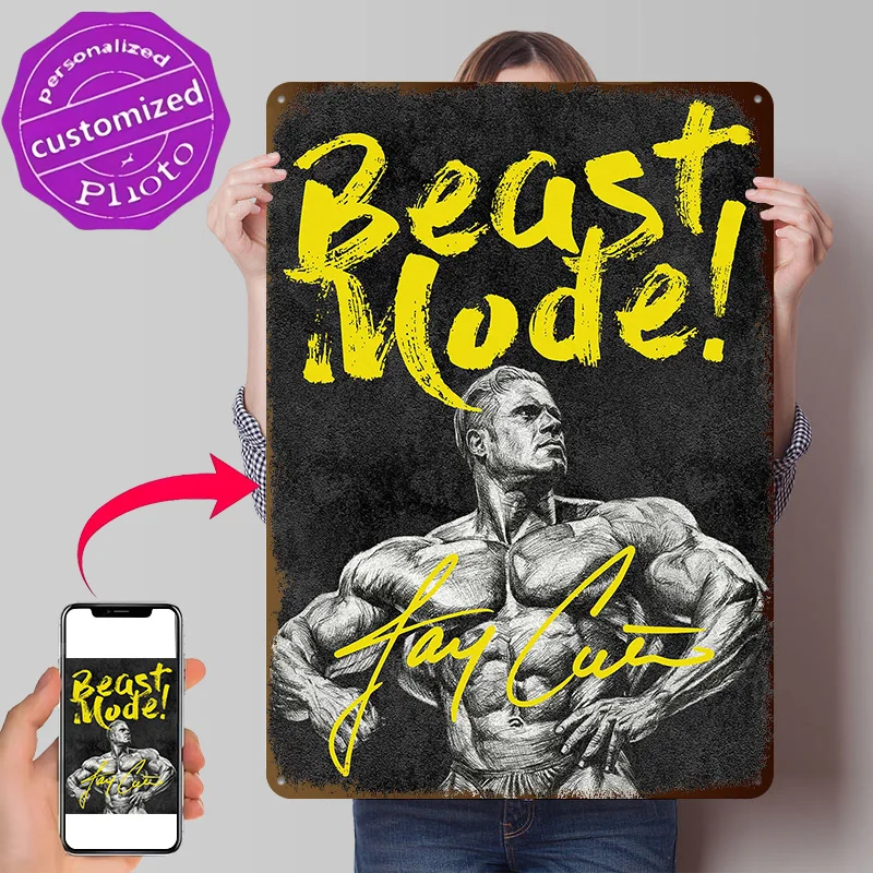 Gym Inspirational – “Beast Mode” Motivational 3D Texture Metal Poster Customized Wall Art Tin Sign Gift for Mancave Decor Luxury