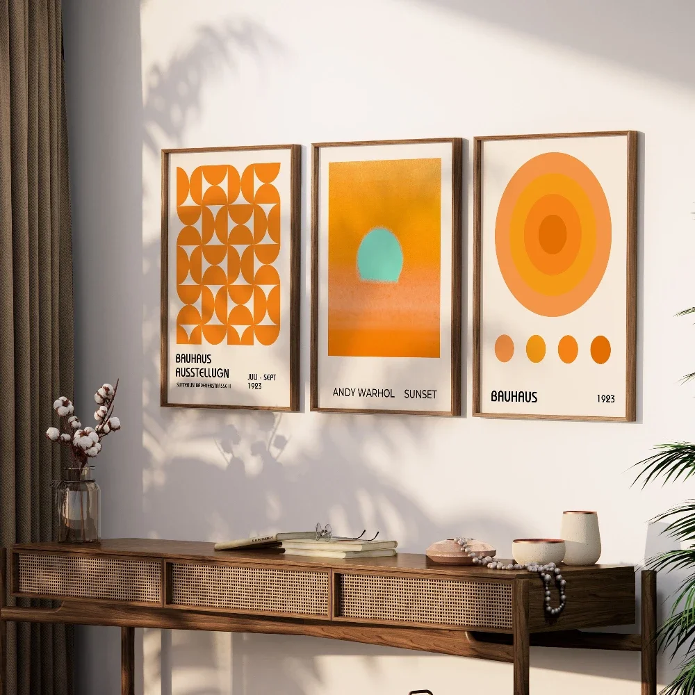 Large-sized frameless 3pcs  Gallery Wall Art Prints Andy Warhol Sunset Print Trendy Retro Aesthetic Wall Art Print Bauhaus Wa