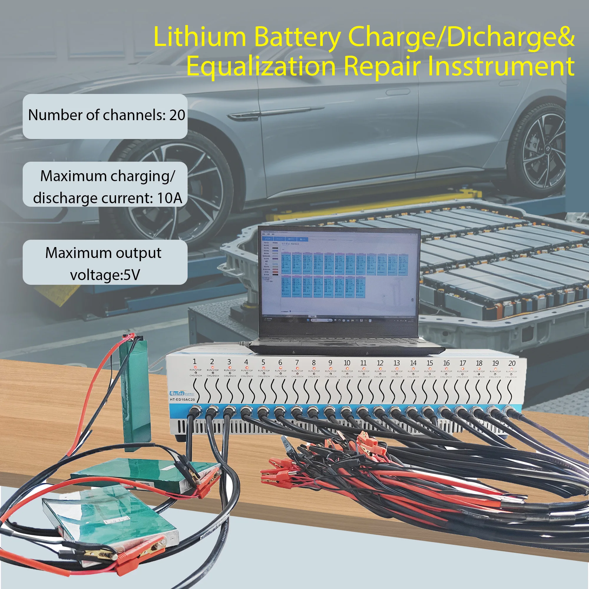 20‑Channel Lithium Battery Charge Discharge Equalization Repair Tester 1‑5V10A Cell Capacity Cycle Aging Matching Test Equipment