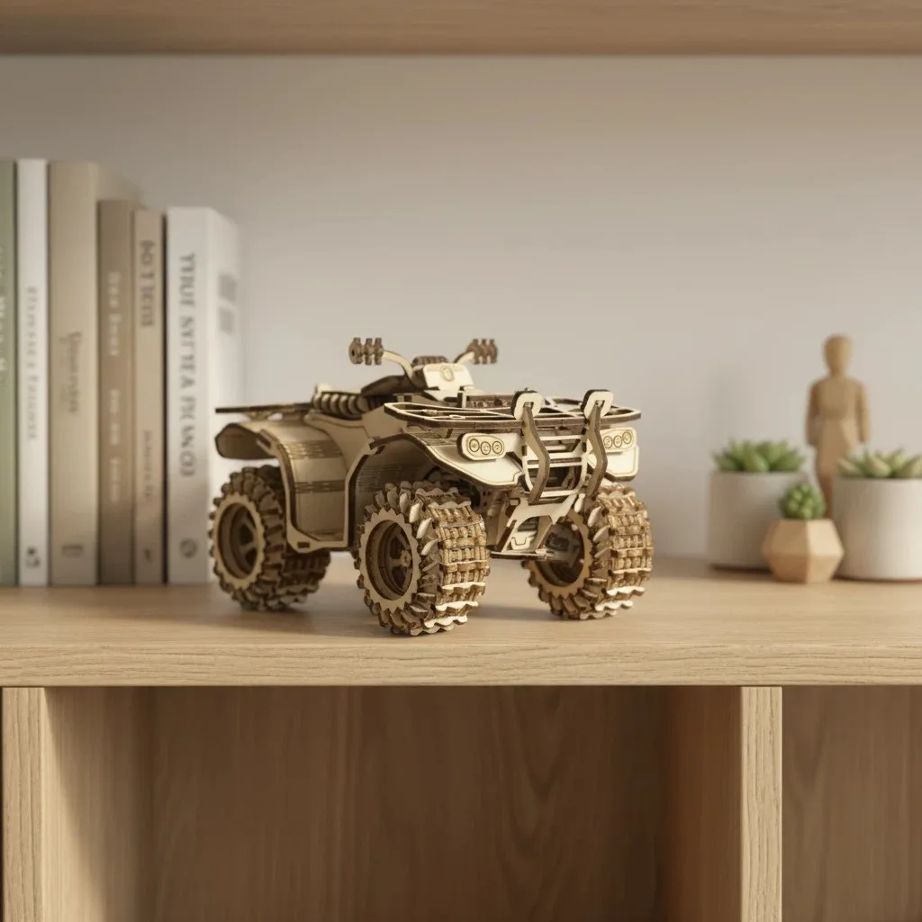 OUZEY DIY zand- en strandvoertuig 3D houten puzzel - lasergesneden modelbouwset, creatief montagespeelgoed voor kinderen